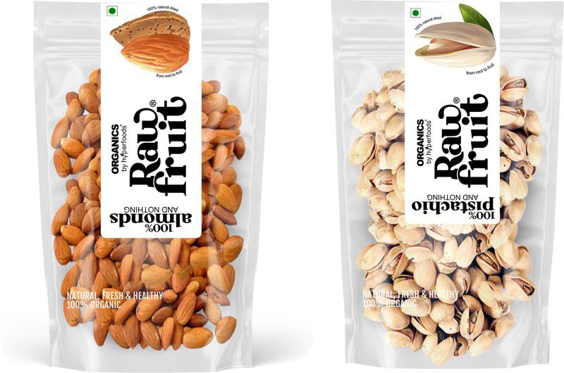 HyperFoods RawFruit Almond Badam Pista 2 Pouch Dry Fruit Combo Pack 800gm (400gm X 2)  (2 x 425 g)