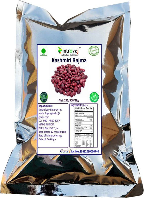 INTROVEJ Organic Rajma Kashmiri (Whole)  (250 g)