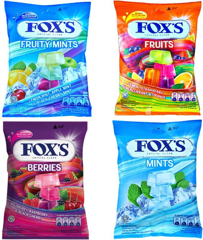 NatureOnus Fox's Candy - Mints, Fruits, Berries and Fruity Mints Candy 90Gms Each-Pack of 4 Mix Mint  (4 x 22.5 g)