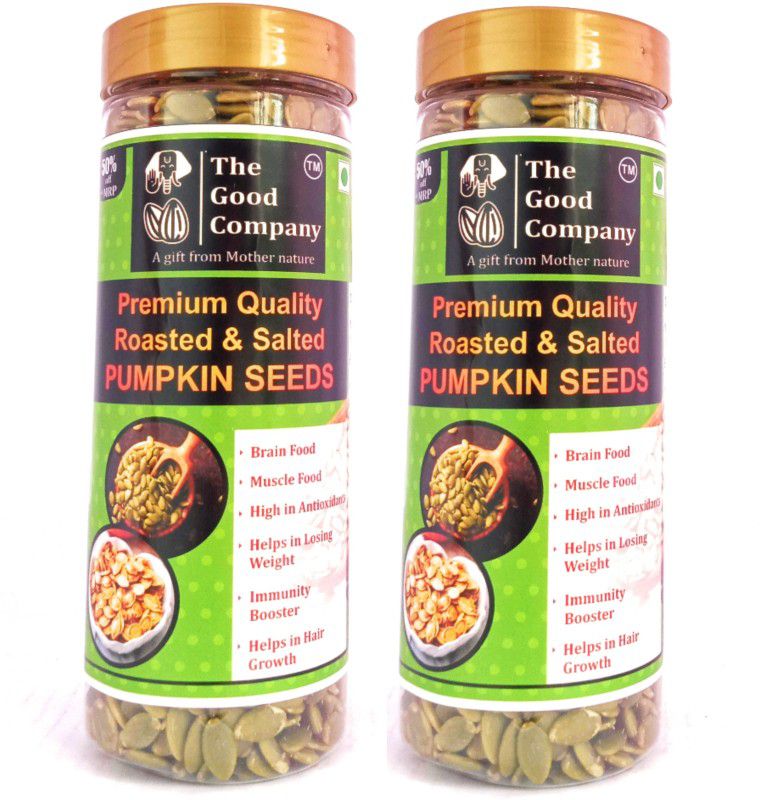 The Good Company premium quality famous kashmiri Roasted and Salted pumpkin Seeds (2 Jars of 250gm each) Pumpkin Seeds  (500 g, Pack of 2)