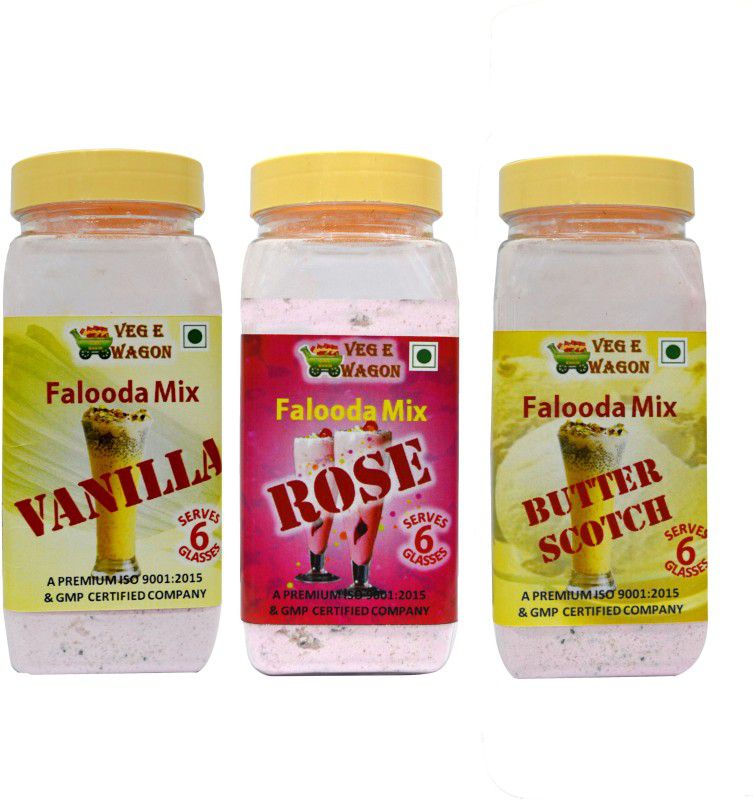 Veg E Wagon Falooda Mix Vanilla,Rose & Butterscotch Flavours (200 gm Each) 600 g  (Pack of 3)