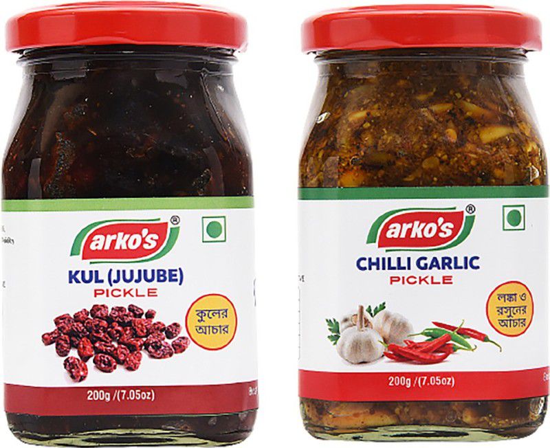 ARKOS Homemade Combo Pickle Kul(jujube) and Garlic Garlic Pickle  (2 x 200 g)