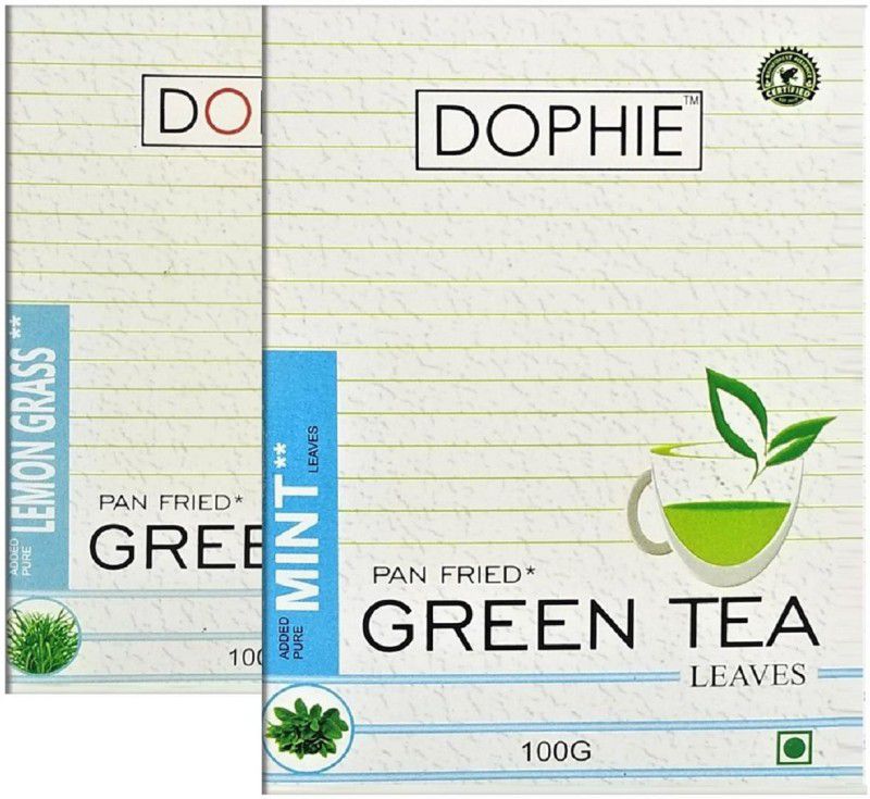 dophie Peppermint Green tea , Lemong grass green tea [COMBO PACK-2] Light and Refreshing, Good Source of Antioxidants, Vitamins, and Minerals (100gm Each) Herbs Green Tea Box  (2 x 100 g)