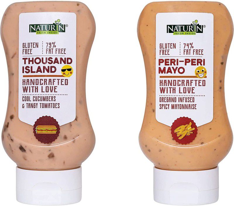 Naturin Combo Pack of 2- Thousand Island 290g and Peri-Peri Mayo 290g | Mayonnaise Sauce & Dip  (2 x 290 g)