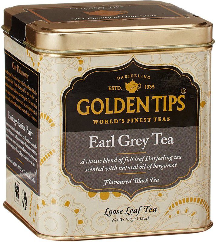 Golden Tips Premium Darjeeling Full Loose Leaves Earl Grey Unflavoured Black Tea Tin  (100 g)