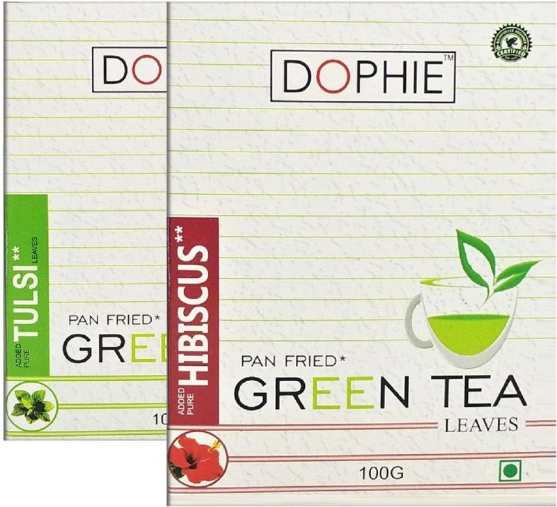 dophie Tulsi Green tea , Hibiscus Green tea [COMBO PACK-2]Immunity Boosting tea (100gm Each) Herbs Green Tea Box  (2 x 100 g)