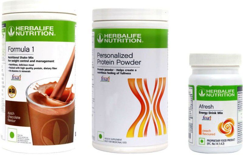 HERBALIFE Weight Loss Combo ( Formula 1 Nutritional Shake Mix - Chocolate Flavor + Personalized Protein Powder 400 Gram + Afresh Energy Drink Mix - Peach Flavor) For Weight Loss Combo  (950 Grams)