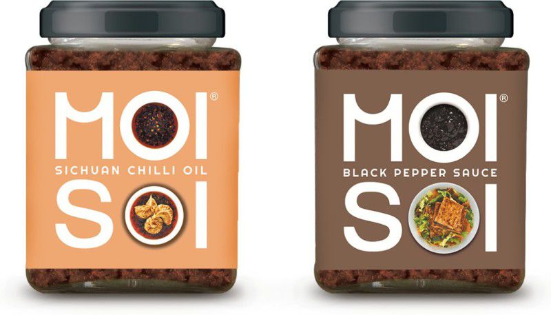 MOI SOI Sichuan Chilli Oil & Black Pepper Sauce (Combo of 2) (Cook | Spread | Dip) Sauce & Dip  (2 x 175 g)
