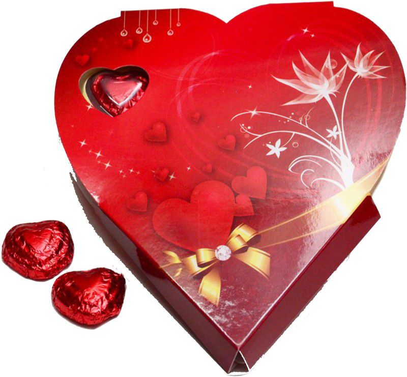 Kinoki Heart Shape Red Chocolate Box with 11 Heart Shape Chocolates for valentine and gift Truffles  (11 Units)