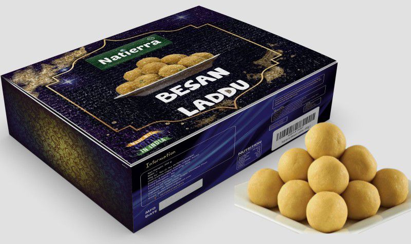 Natierra Besan Laddoo Premium | Made with Pure Desi Ghee | Indian Traditional Sweet Carton  (200 g)