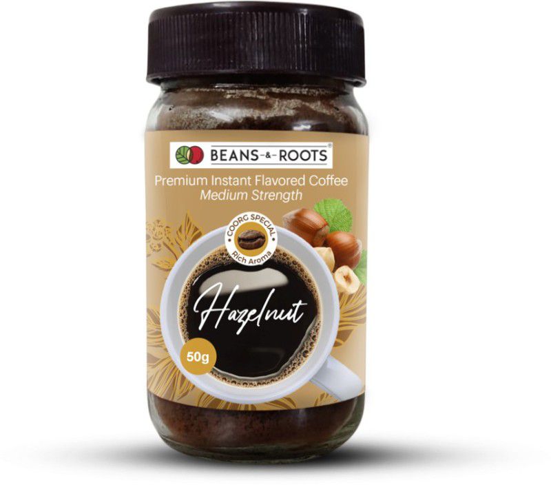 Beans And Roots Hazelnut Flavoured Instant Coffee Instant Coffee  (50 g, Hazelnut Flavoured)