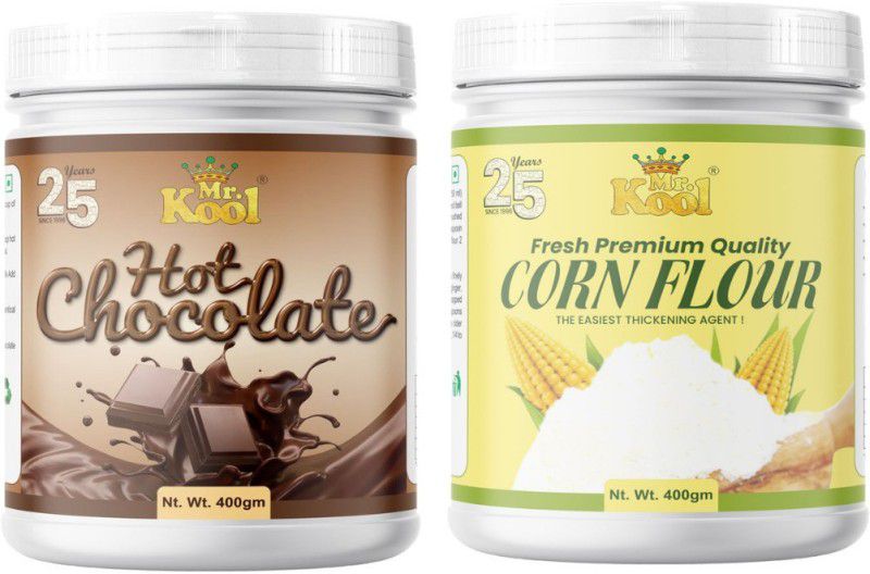 Mr.Kool Hot Chocolate Drink Powder(400gm) and Premium Quality Corn Flour (400gm).Pack Of 2 Combo. Combo  (800gm)