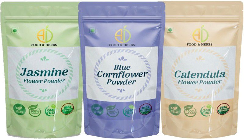 A D FOOD & HERBS COMBO OF 3 TYPES OF FLORAL POWDERS (NO. 46) Green Tea Pouch  (3 x 20 g)