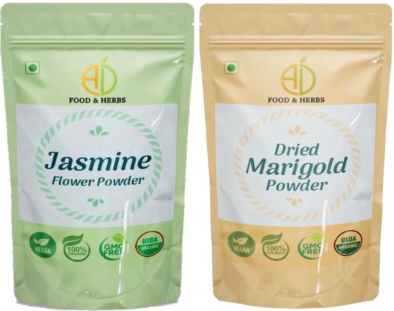 A D FOOD & HERBS COMBO OF 2 TYPES OF FLORAL POWDERS (NO. 36) Green Tea Pouch  (2 x 20 g)
