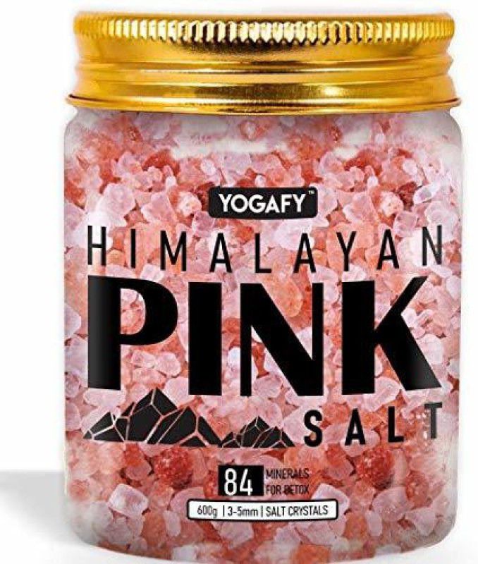 YOGAFY HIMALAYAN Pink Crystals Salt (600g), COOKING with 84 MINERALS (3-5mm) Himalayan Pink Salt  (600 g)