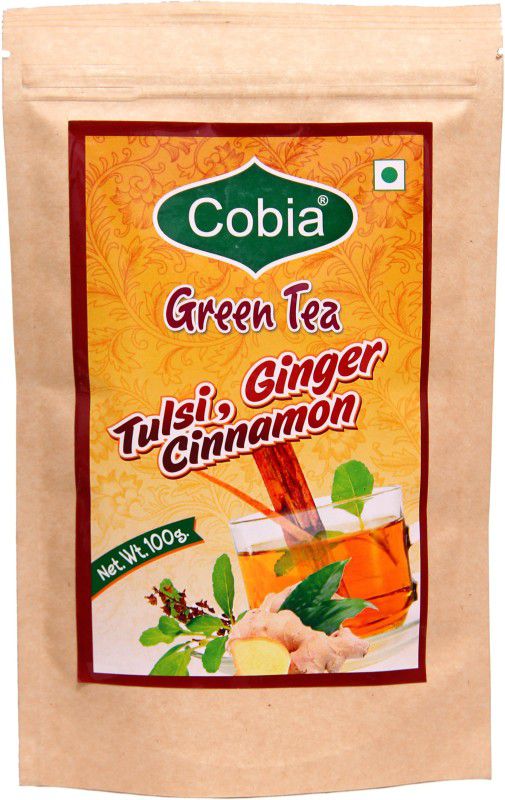 Cobia Green Tea( Tulsi, CInnamon, GInger) 100g leaves Tulsi, Cinnamon, Ginger Green Tea Pouch  (100 g)