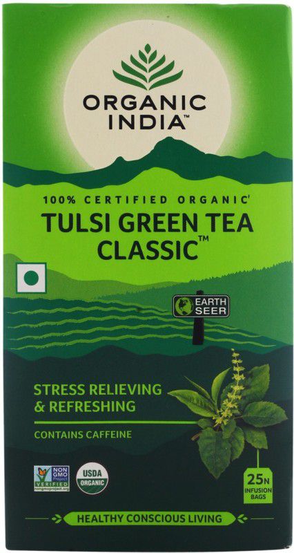 ORGANIC INDIA Tulsi Green Tea Bags Box  (25 Bags)