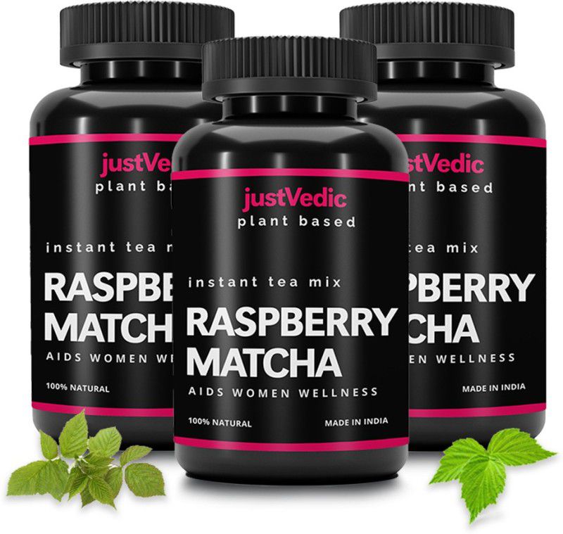 justvedic Raspberry Matcha | 3 Months Pack, 180 Gms | Helps with Period health, Fertility, Labour & Child birth Raspberry Herbal Tea Plastic Bottle  (180 g)