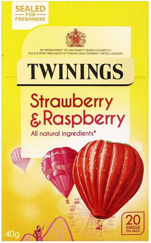 TWININGS Strawberry & Rasberry, 20 Tea Bags - 40g (20x2g) Strawberry, Raspberry Tea Bags Box  (40 g)