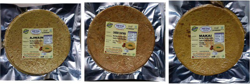 Hetal Khakhra Ajwain x Cheese chataka x Makai (200 gm x 3)  (3 x 200 g)