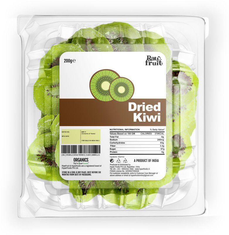 HyperFoods Raw Fruit Dehydrated Candied Kiwi Slices 400g (Pack of 2x200g) Kiwi  (2 x 200 g)