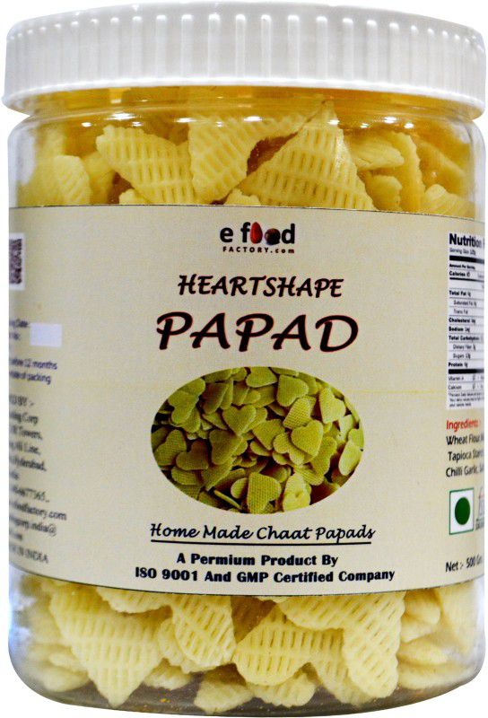 E Food Factory HeartShaped Papad Home Made Chaat 1kg In Pet Jar Fryums 1 kg