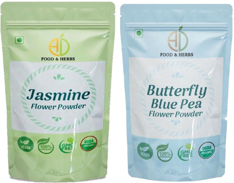 A D FOOD & HERBS COMBO OF 2 TYPES OF FLORAL POWDERS (NO. 40) Green Tea Pouch  (2 x 20 g)