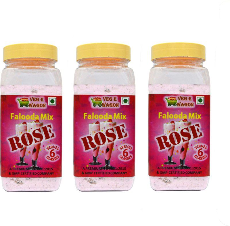 Veg E Wagon Falooda Mix Rose Flavour (200 gm Each) Set Of 3 in Pet Jar 600 g  (Pack of 3)