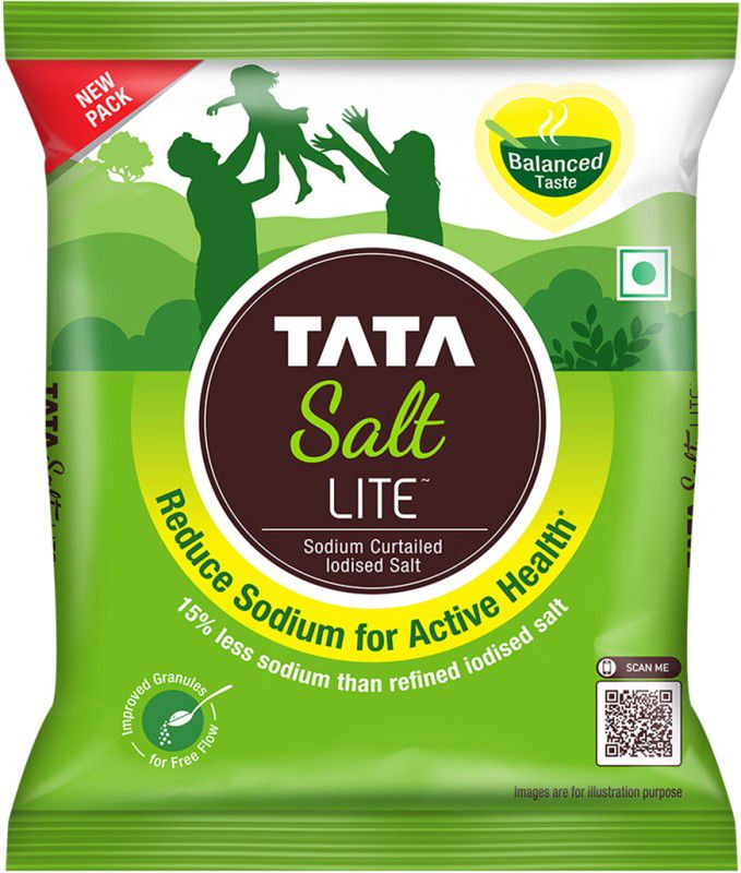 Tata Salt Lite Namak, 15% Low Sodium, Reduce Sodium for Active Health Iodized Salt  (1 kg)