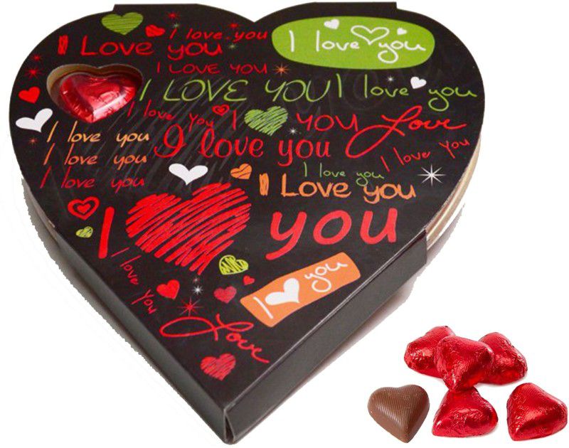 Kinoki Heart Shape Chocolate Box with 11 Heart Shape Chocolates for valentine and gift Truffles  (11 Units)