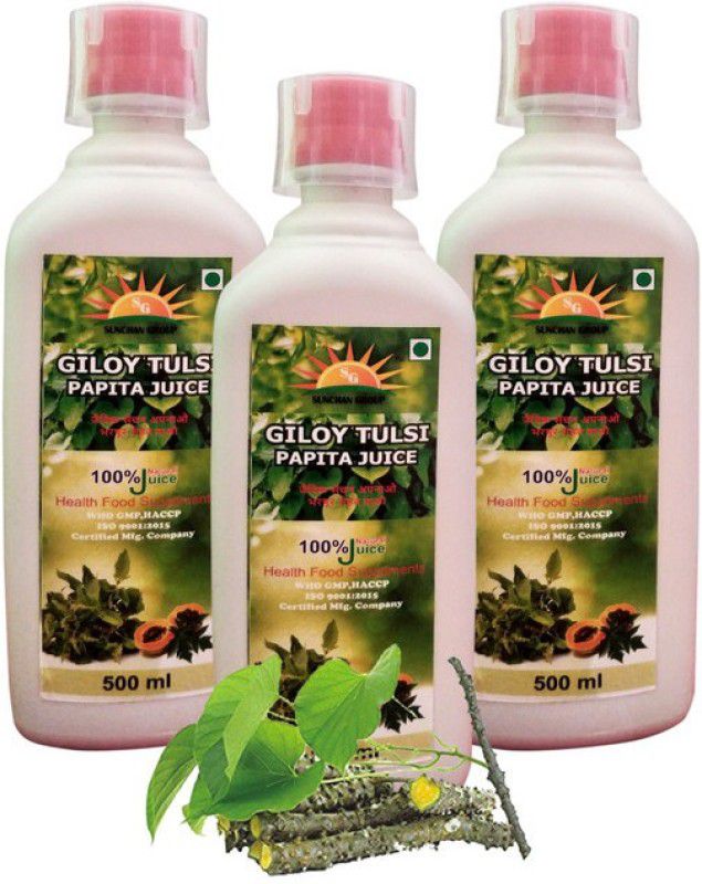 Sunchan Group Giloy Tulsi Papita Juice Pure Oraganic Herbal 500 X 3 ML  (3 x 500 ml)