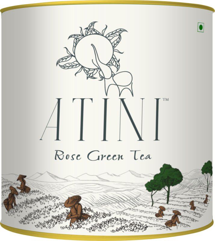 ATINI Rose green tea - Skin & Hair health, Sun Dried, Stress relief. Rose Herbal Infusion Tea Tin  (35 g)