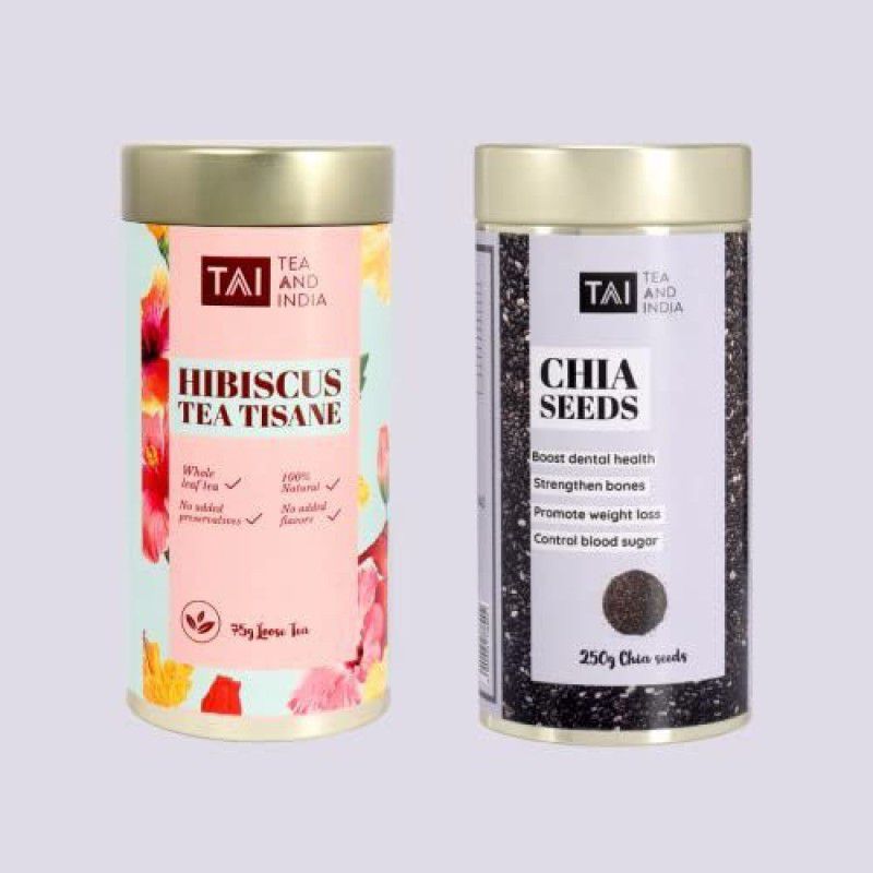Tea And India Combo Hibiscus Tea Tisane and Chia Seeds Hibiscus Infusion Tea Tin  (2 x 175 g)
