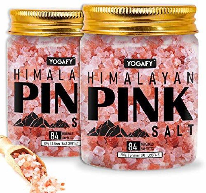 YOGAFY HIMALAYAN Pink Crystals Salt - (PACK OF 2) COOKING with 84 MINERALS (3-5mm) Himalayan Pink Salt  (1.2 kg, Pack of 2)
