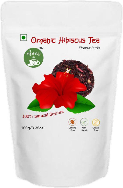 dbrew - Organic Hibiscus Flower Tea | 100gm | Plant Based - Caffeine Free Tea | Hibiscus Herbal Tea Pouch  (100 g)