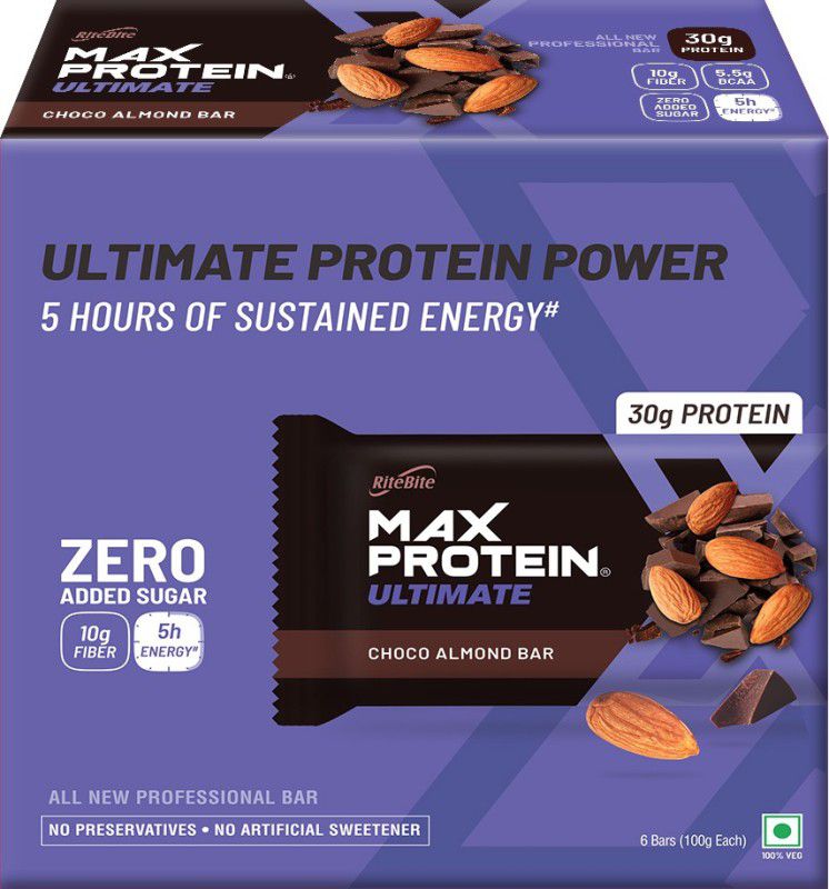 RiteBite Ultimate Choco Almond 30g Protein Bar Box  (6 x 100 g)