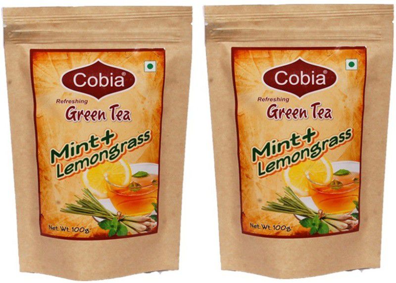 Cobia Green Tea(Mint+Lemongrass) 100g Leaves Pack OF 2 Mint, Lemon Grass Green Tea Pouch  (2 x 100 g)