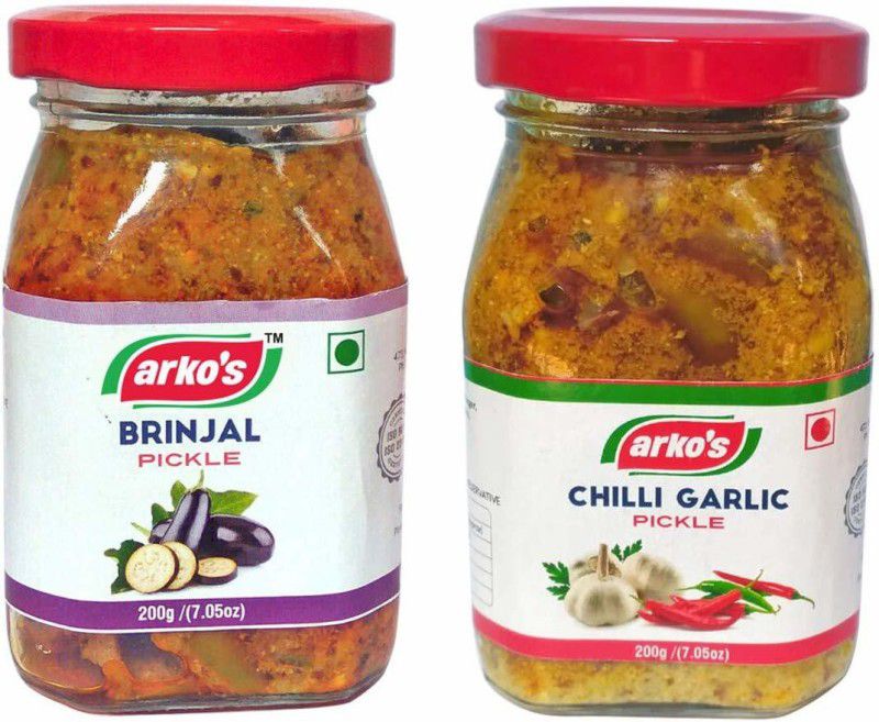 ARKOS Homemade Combo Pickle Brinjal and Chilligarlic Pickle Mixed Pickle  (2 x 200 g)