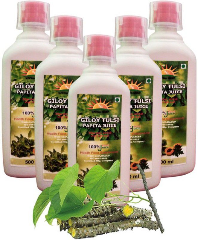 Sunchan Group Giloy Tulsi Papita Juice Pure Oraganic Herbal 500 X 5 ML  (5 x 500 ml)