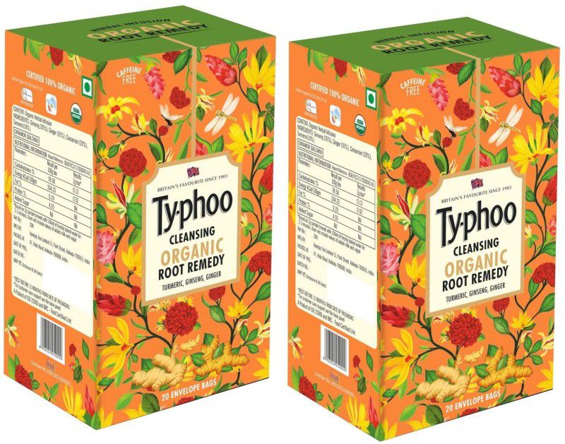 typhoo Root Remedy Pack Of 2 Ginger, Ginseng, Turmeric Herbal Tea Bags Box  (2 x 20 g)