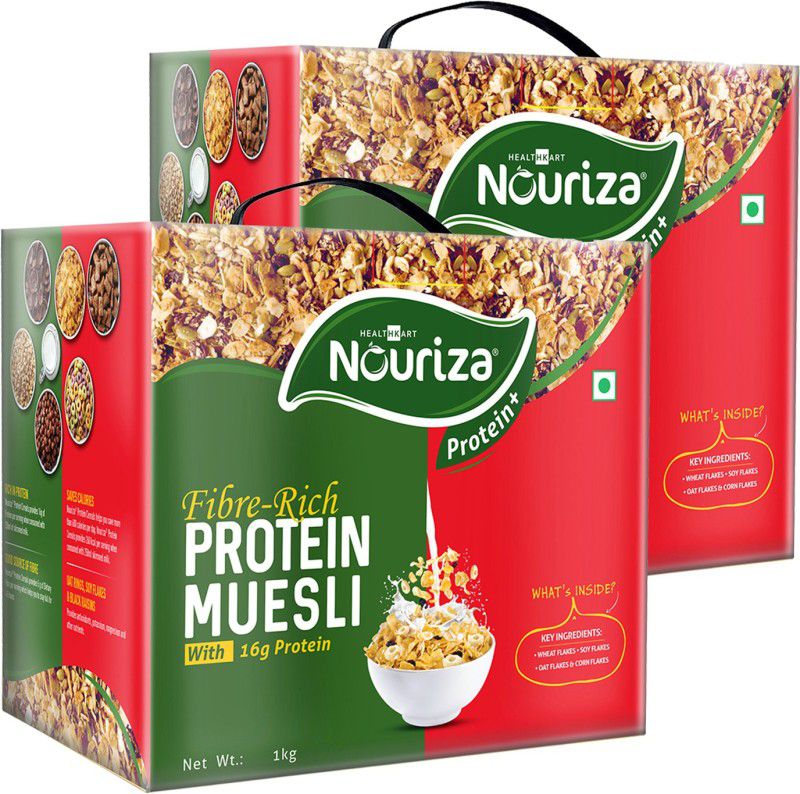 NOURIZA Protein Muesli, with 16 gm protein and 5 gm Fiber Box  (2 x 0.5 kg)