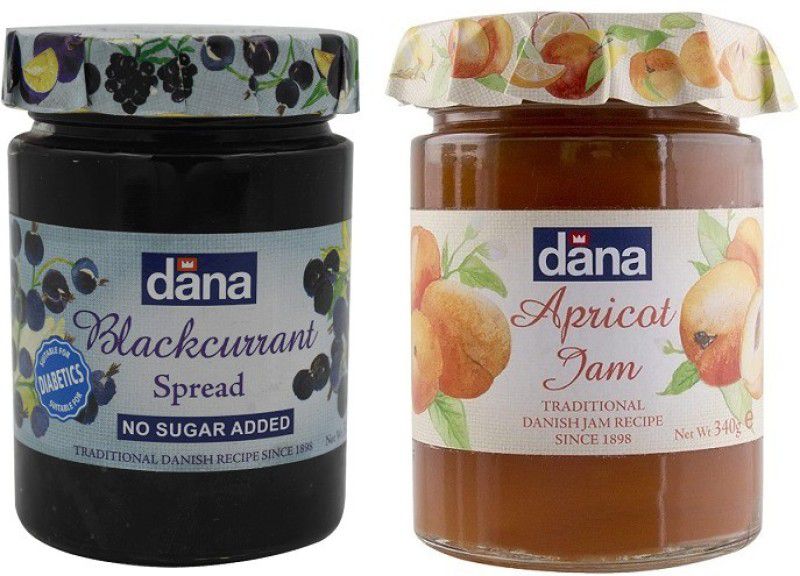 Dana Blackcurrent Spread &Apricot Jam|315g&340g(Pack of 2)|(Imported) 680 g  (Pack of 2)