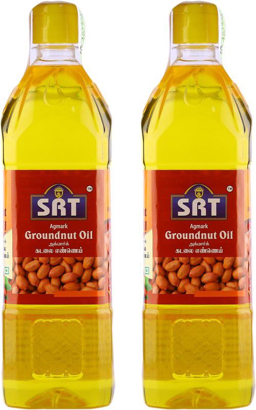 SRT 1 LTR AGMARK Grade 1 Groundnut Oil Pack of 2 Groundnut Oil Plastic Bottle  (2 x 1 L)