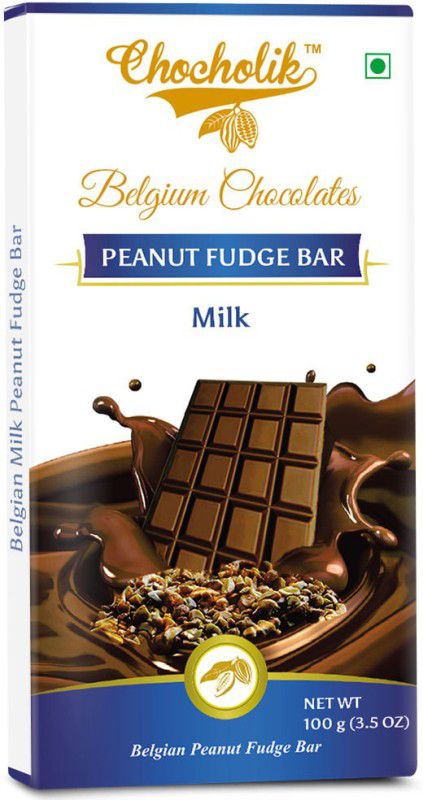 Chocholik Milk Peanut Fudge Bar - Luxury Belgium Chocolate Bars  (100 g)