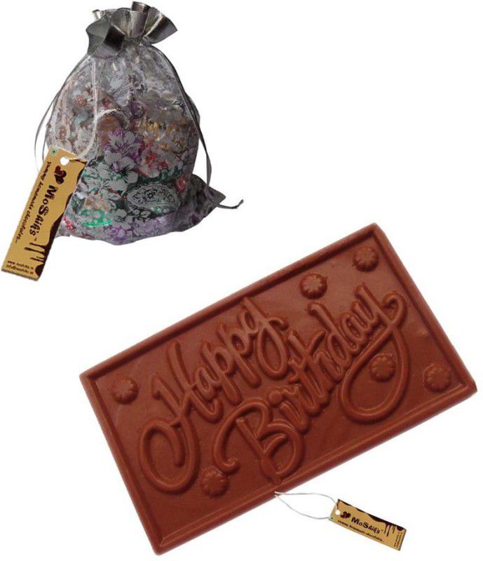 Moshiks HAPPY BIRTHDAY AND MILK CHOCOLATE POUCH COMBO Bars  (300 g)