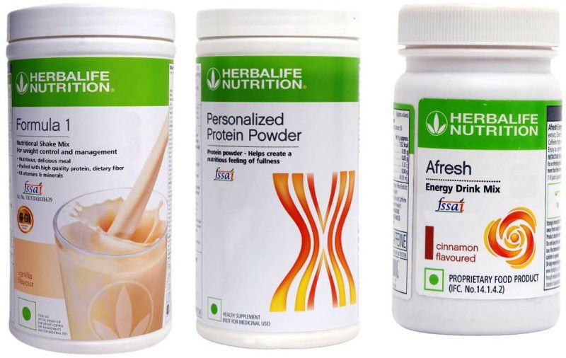 HERBALIFE Weight Loss Combo ( Formula 1 Nutritional Shake Mix - Vanilla Flavor + Personalized Protein Powder 400 Gram + Afresh Energy Drink Mix - Cinnamon Flavor) For Weight Loss Combo  (950 Grams)