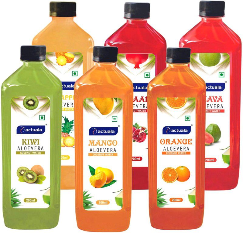 AACTUALA Aloe Vera Coconut Water Fruit Juice Combo - 200ml, Pack of 12  (12 x 0.2 L)