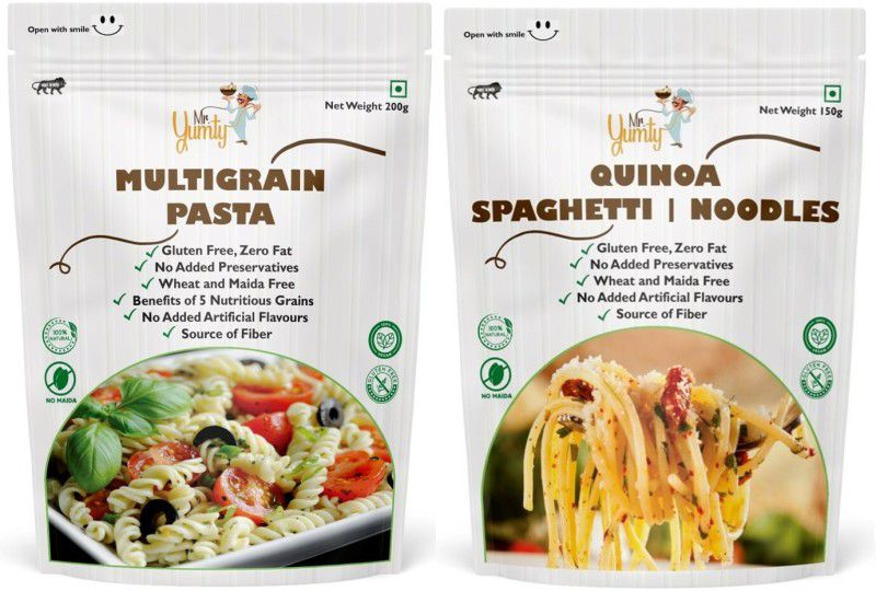 Mr. Yumty Multigrain Pasta (200g) and Quinoa Spaghetti / Noodles (150g), Set of 2 Fusilli Pasta  (Pack of 2, 350 g)
