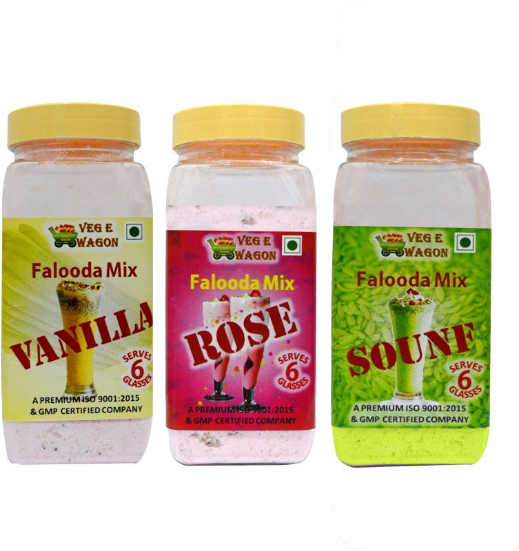 Veg E Wagon Falooda Mix Vanilla,Rose & Sounf Flavours (200 gm Each) 600 g  (Pack of 3)
