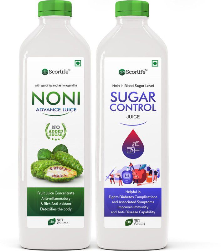 Scorlife Noni Juice 1 Ltr. & Sugar Control Juice 1 Ltr.  (2 x 1000 ml)